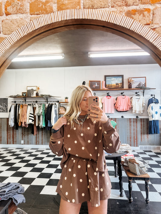 Brown Polka Dot SKORT