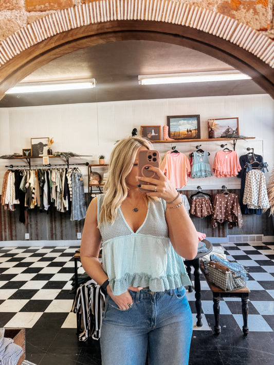 Ruby Ruffle Cropped Tank