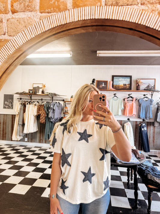 In the Denim Stars Top