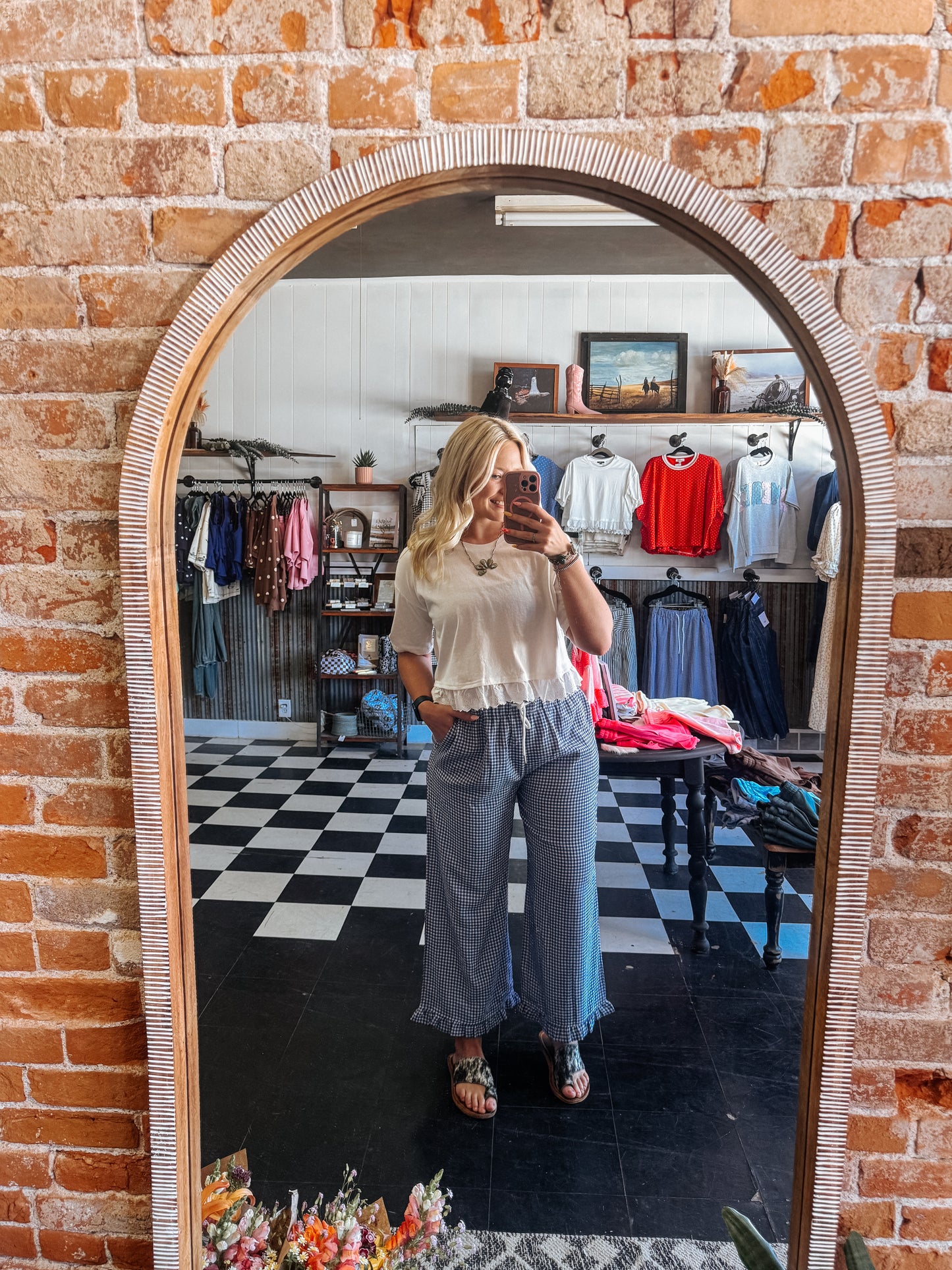 Long Blue Checkered Pants
