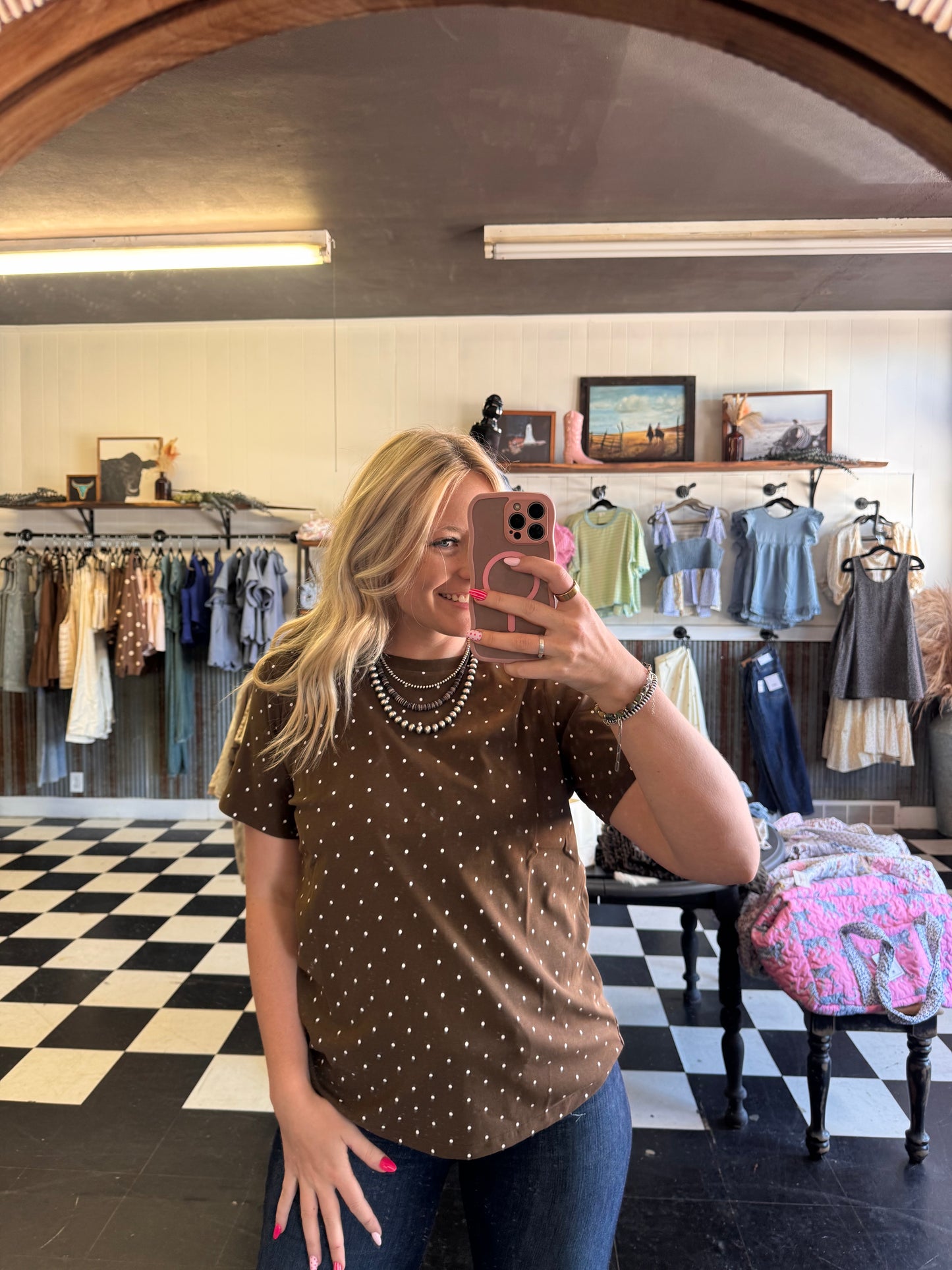 Brown Polka Top