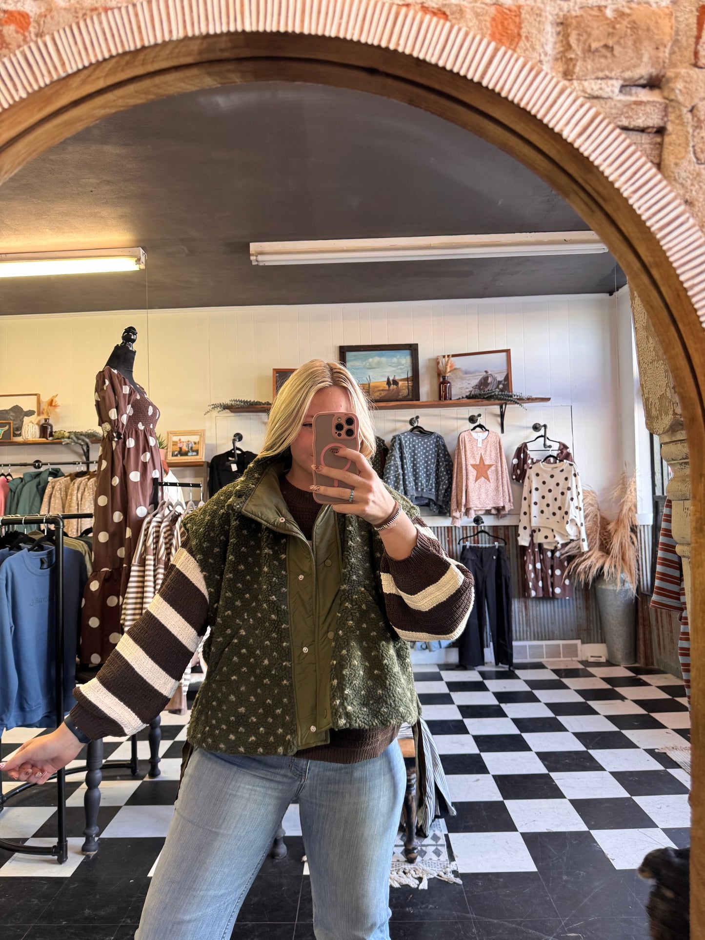 The Olive Dot Sherpa Vest