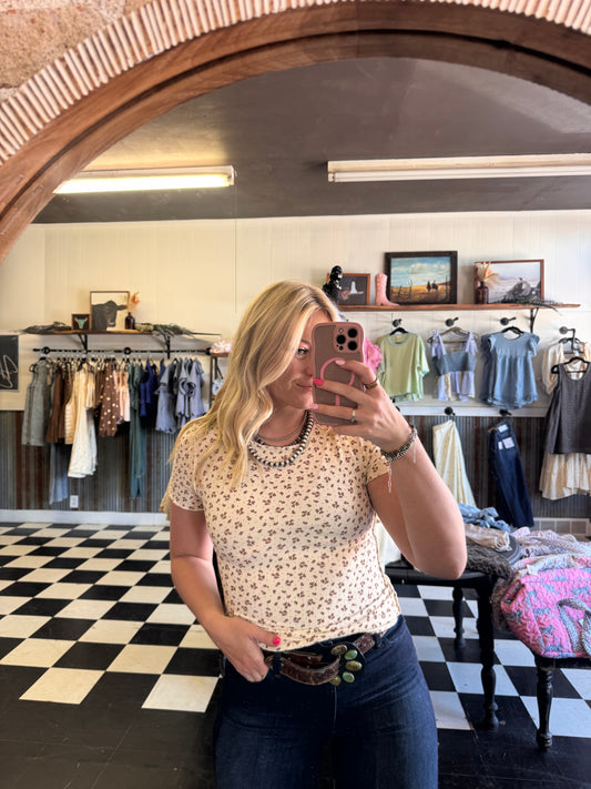 Little Floral Brown Top
