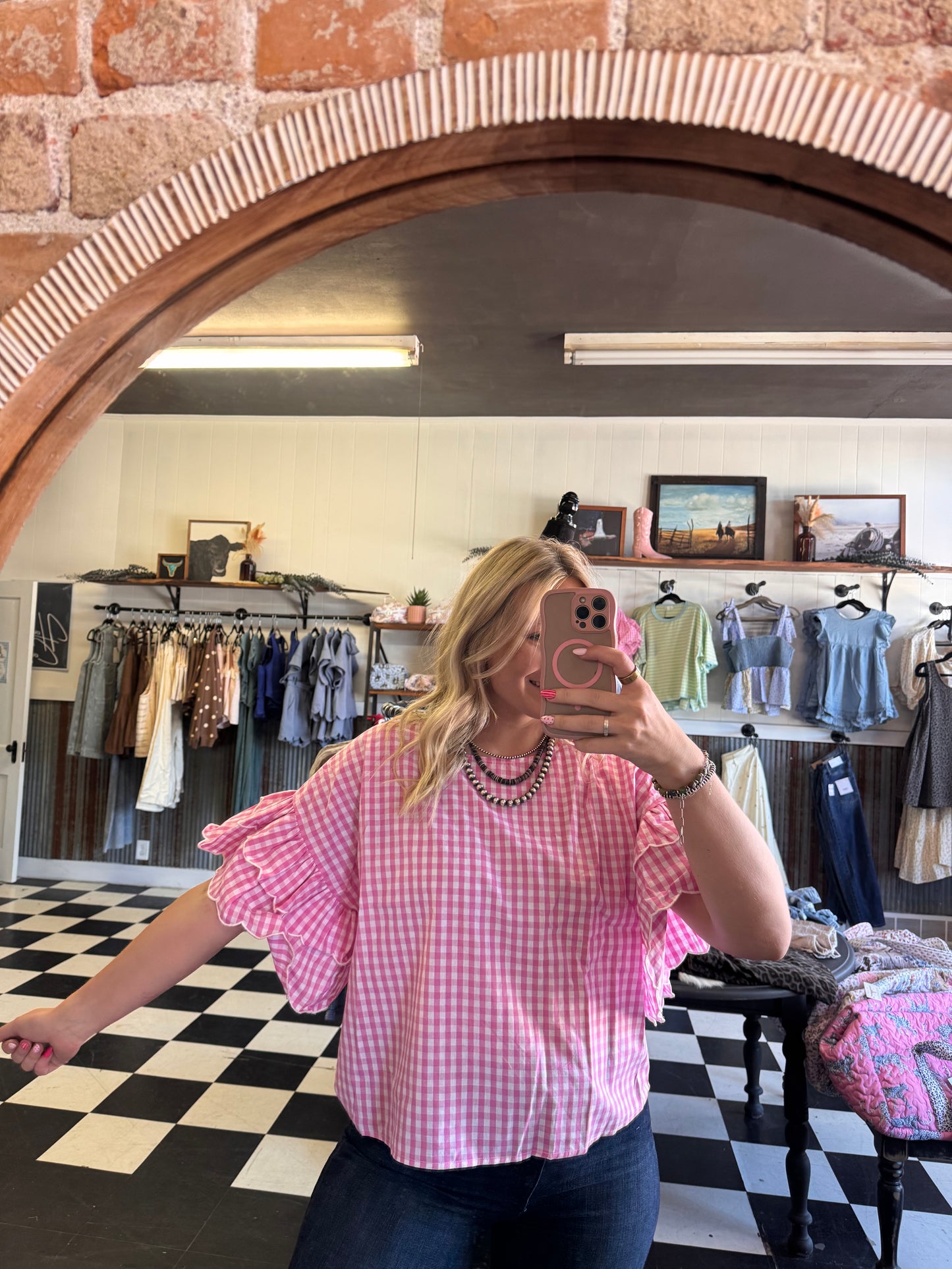 Pink Ruffle Blouse