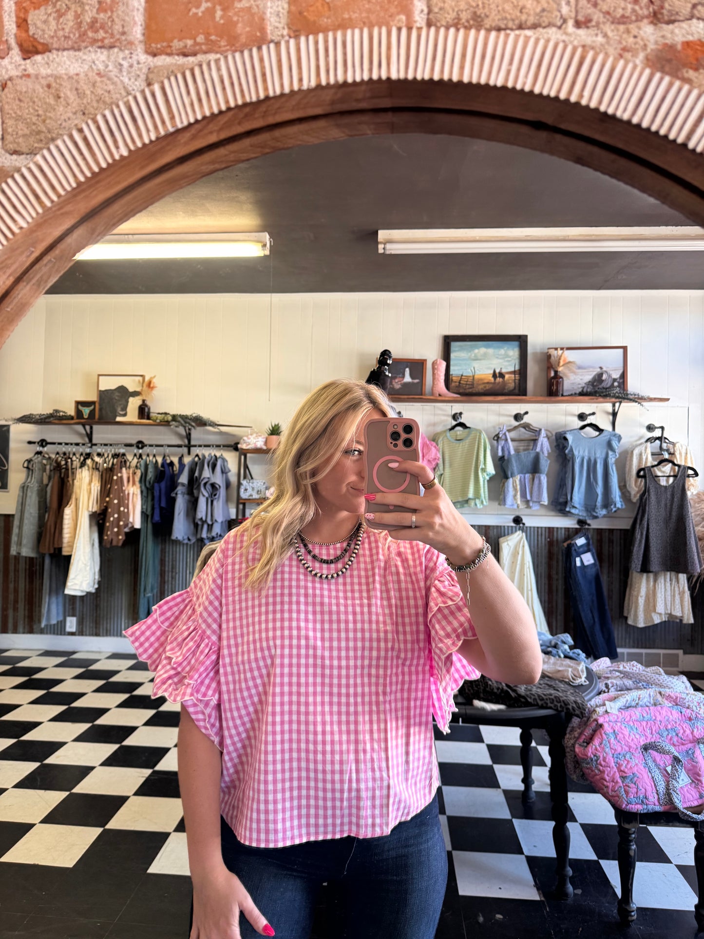 Pink Ruffle Blouse