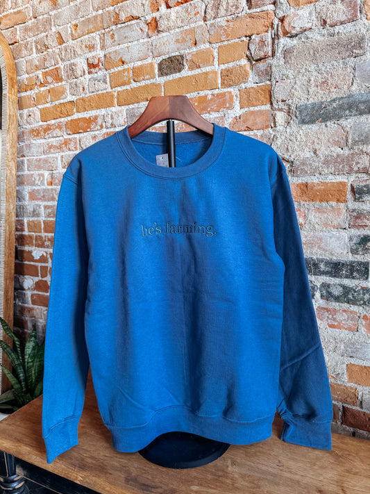 he’s farming embroidered crewneck
